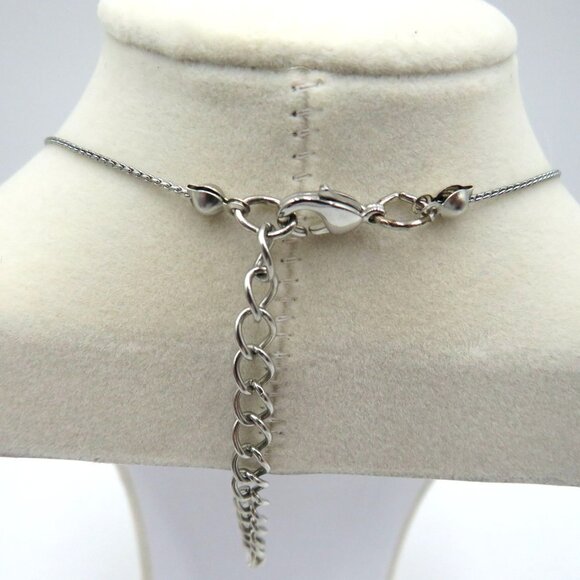 Amber Lucite‎ Bead Necklace Silver Tone 17" Chain Faceted Adjustable Vintage - Picture 3 of 5